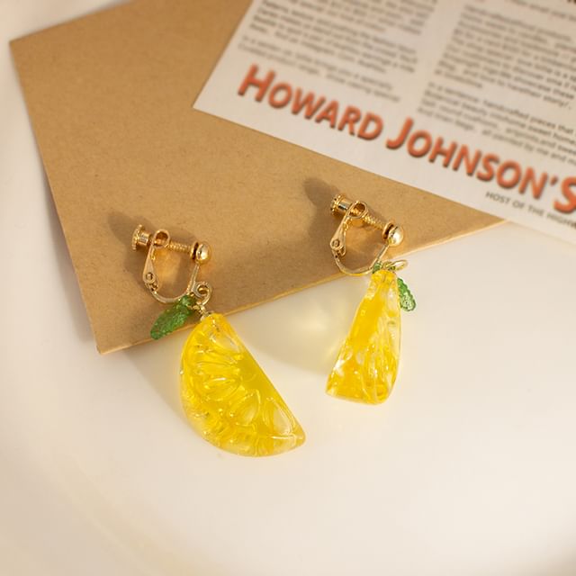 / Earring Lemon Clip-On Drop