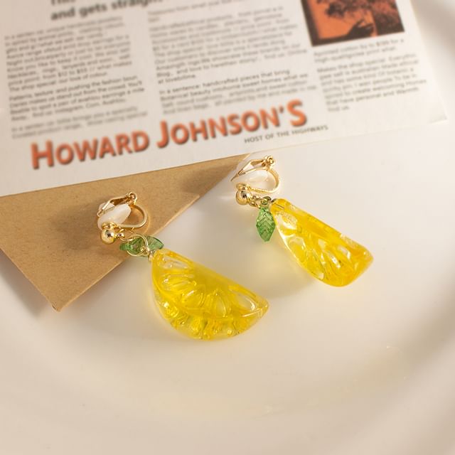/ Earring Lemon Clip-On Drop