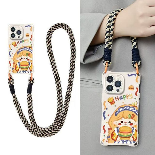 Phone Set Lanyard Strap Case Girl Burger /