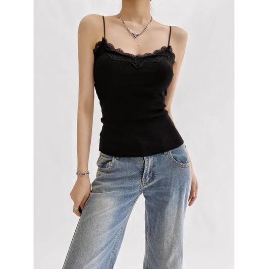 Lace-Trimmed Cami Top - LaceLux