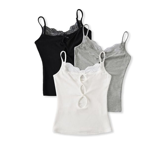 Cutout Lace-Trimmed Camisole - LaceLux
