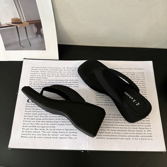 Thong Wedge Toe Heel Square Sandals
