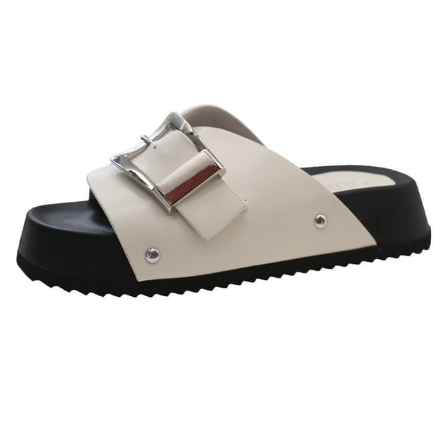 Sandals Leather Faux Buckled Platform