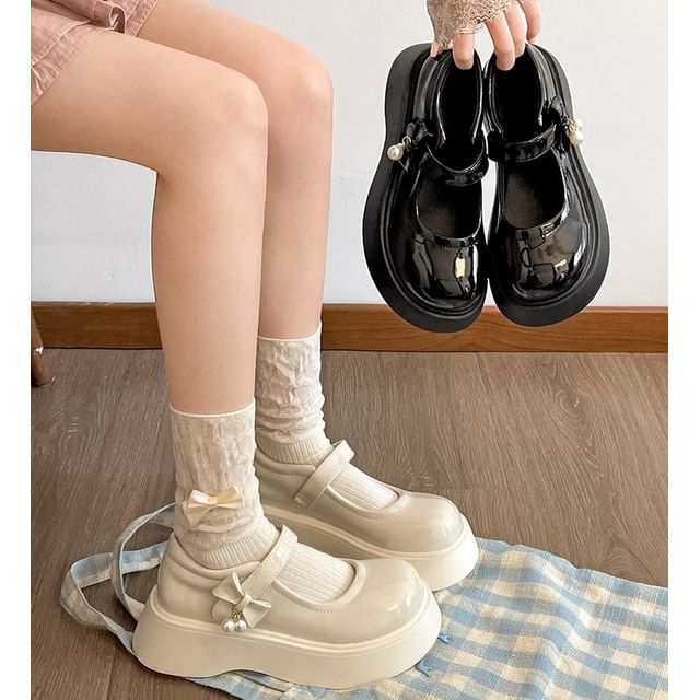 Jane Shoes Mary Leather Platform Faux