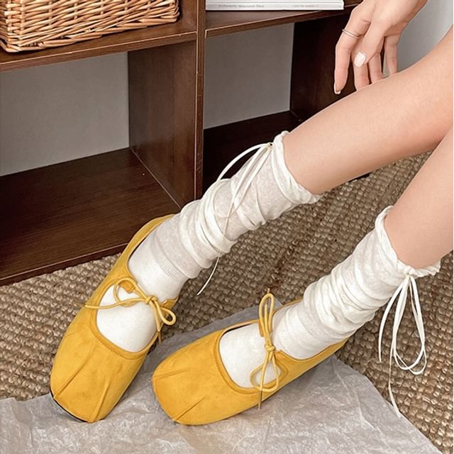 Toe Ribbon Square Flats