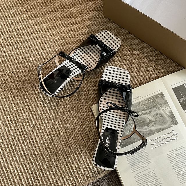 Low Floral Heel Sandals Print Toe Square