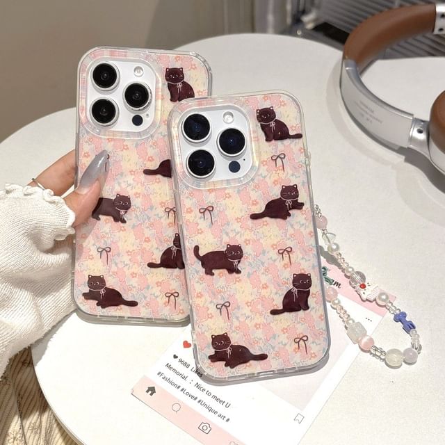 / Strap Case Set Floral Phone Cat