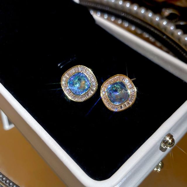 Rhinestone Earring Alloy Stud