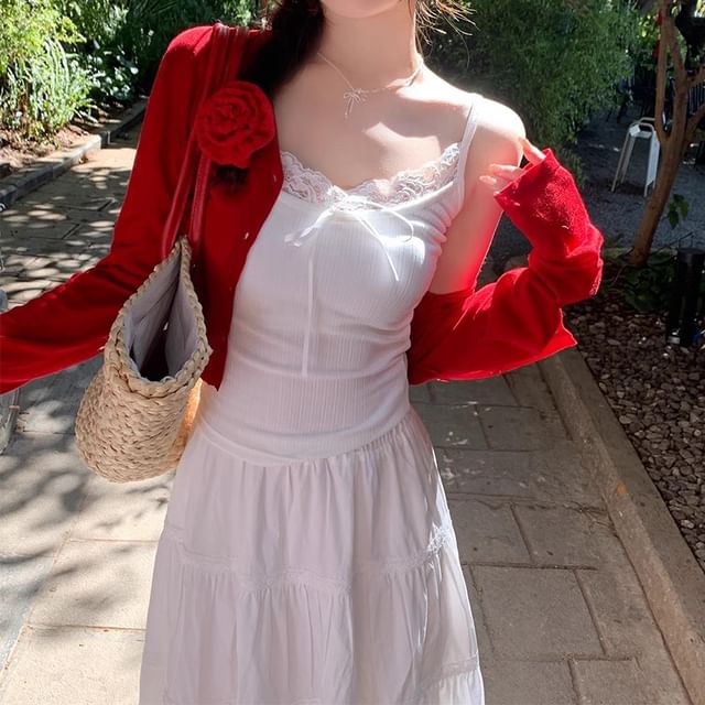 Lace Trim Top Crop Plain Camisole