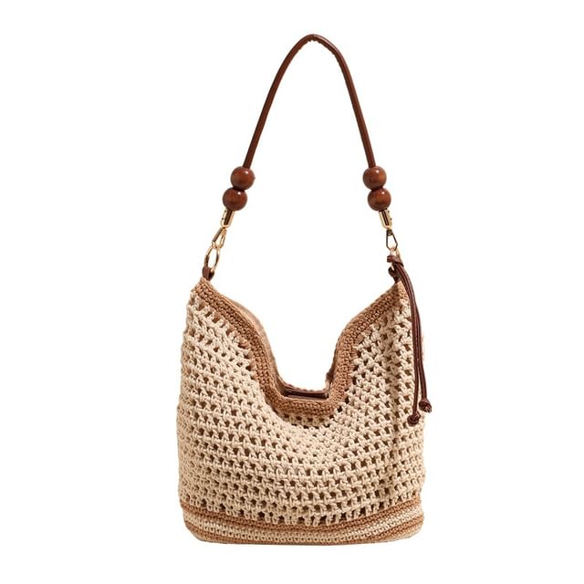 Strap Woven Bag Tote Beaded