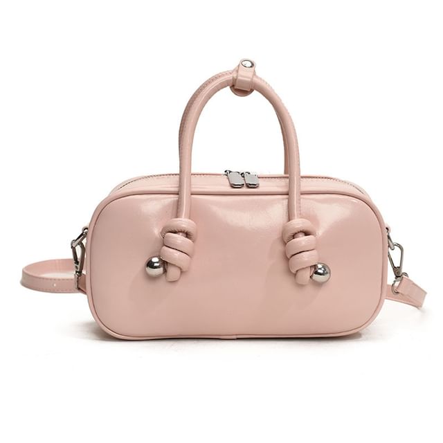 Leather Crossbody Bag Handle Faux Top Plain