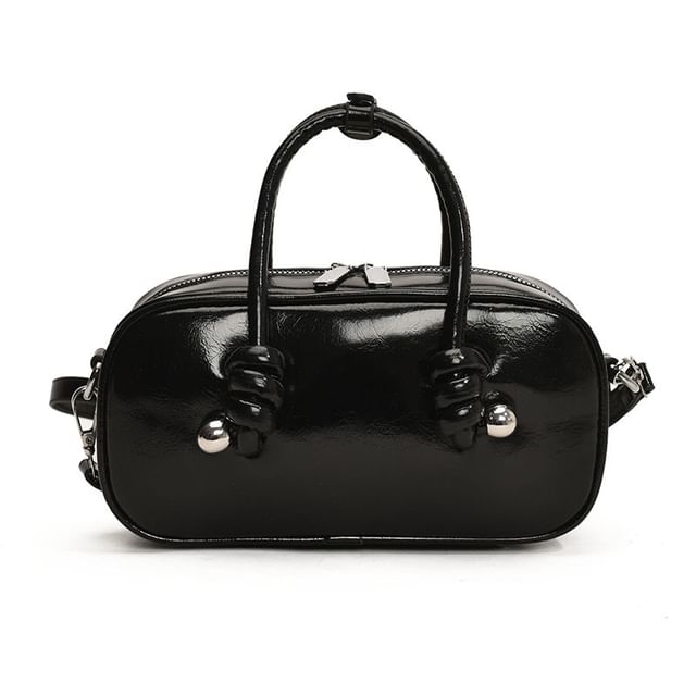 Leather Crossbody Bag Handle Faux Top Plain