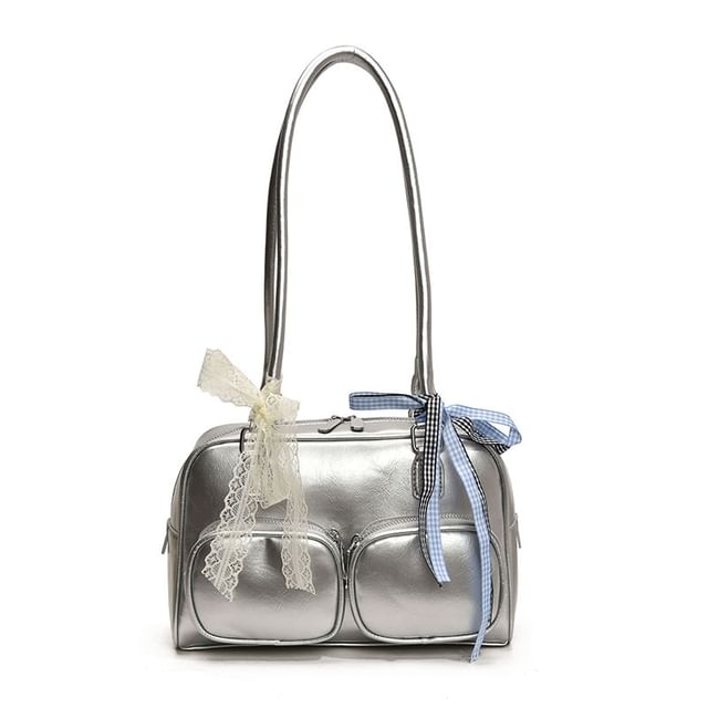 Plain Faux Leather Bag Bowler