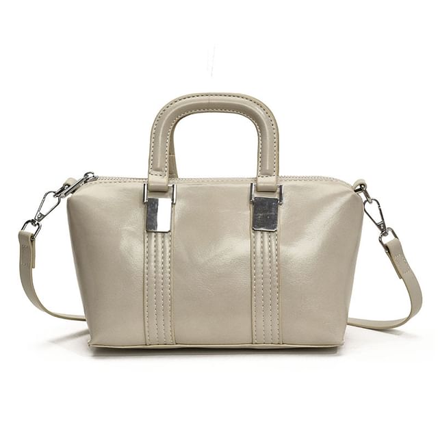 Plain Faux Crossbody Bag Handle Leather Top