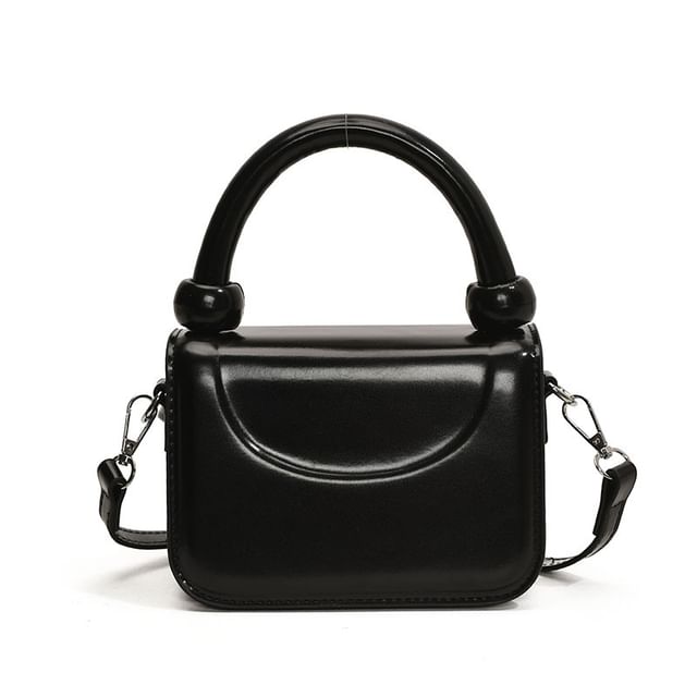 Leather Crossbody Top Handle Plain Faux Bag