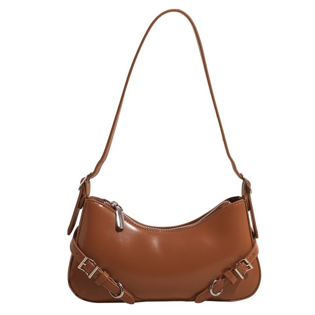 Bag Plain Faux Leather Buckled Crossbody