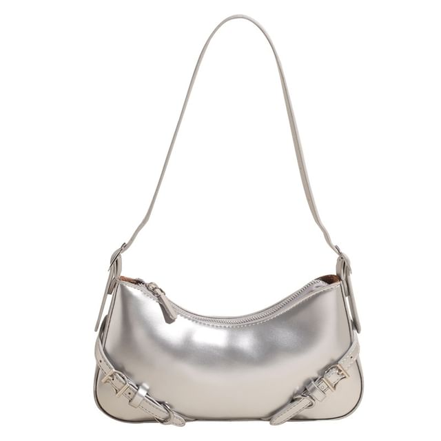 Bag Plain Faux Leather Buckled Crossbody