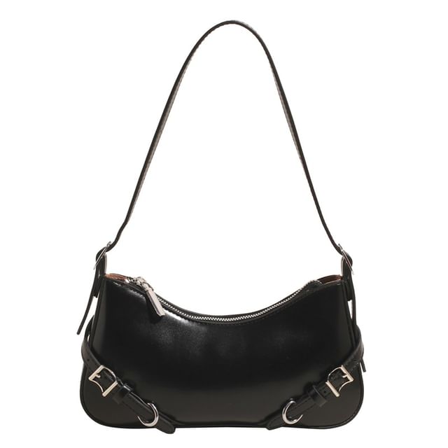 Bag Plain Faux Leather Buckled Crossbody