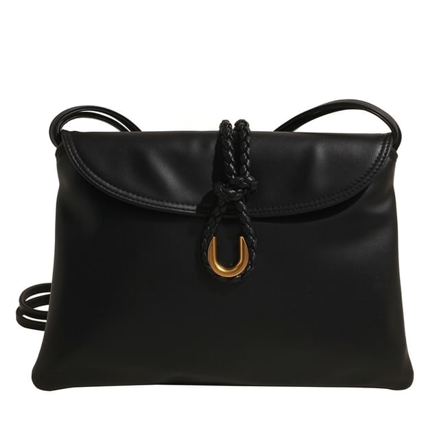 Knot Flap Faux Crossbody Leather Plain Bag