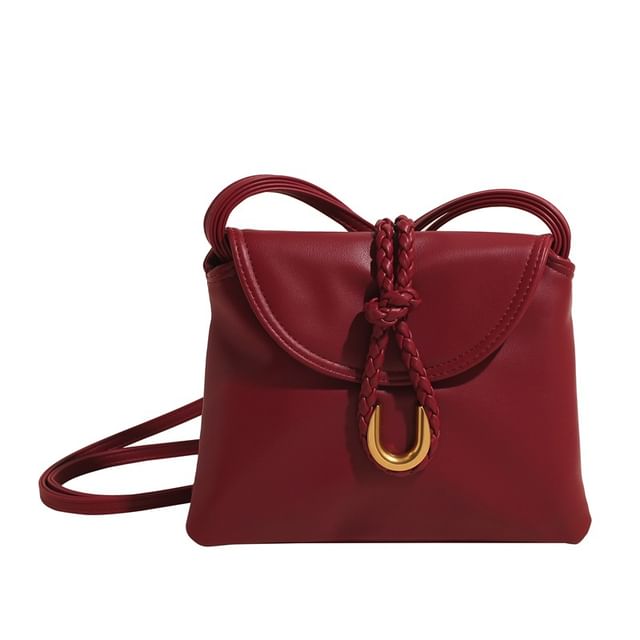 Knot Flap Faux Crossbody Leather Plain Bag