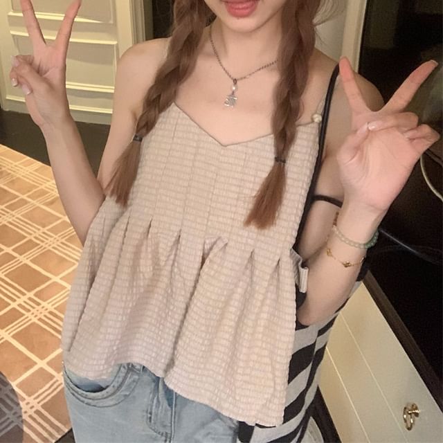 Cami V-Neck Flowy Top Plain Crop