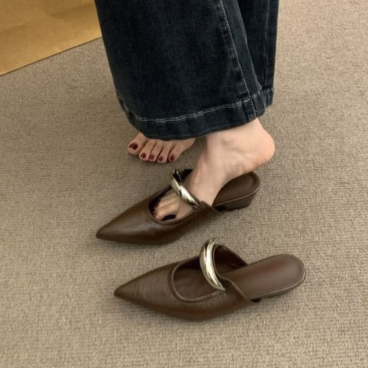 Wedge Mary Toe Mules Jane Pointed
