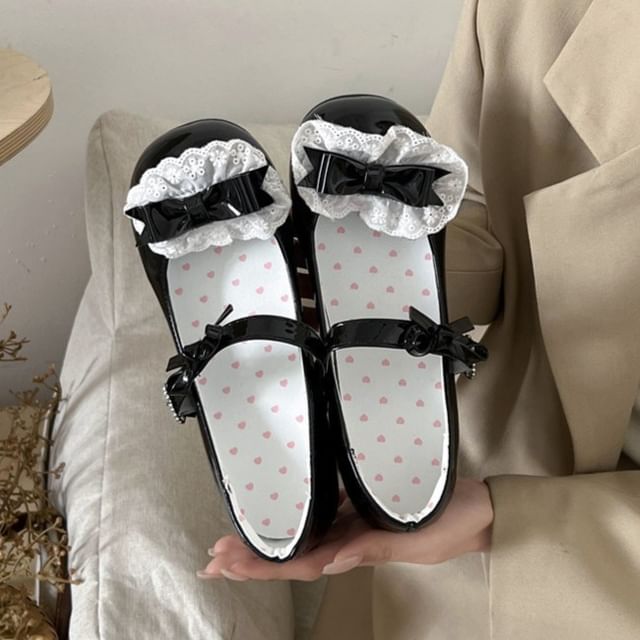 Bow Pumps Ruffle Jane Mary