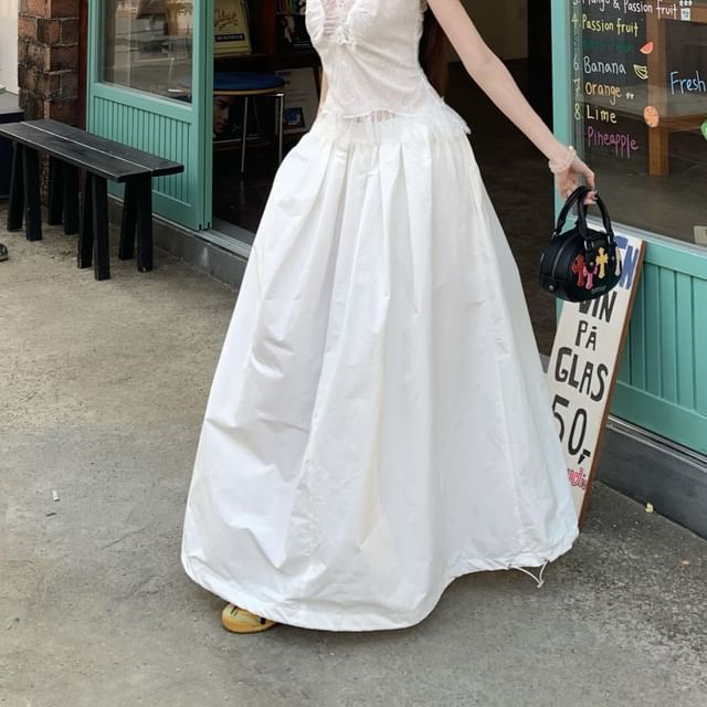 Rise Slim Plain Skirt Tank High Panel Fit Maxi Top / Lace A-Line