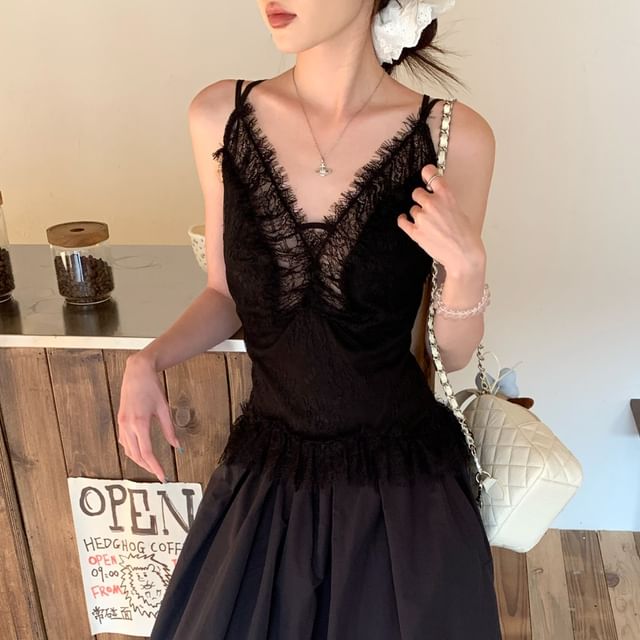 Rise Slim Plain Skirt Tank High Panel Fit Maxi Top / Lace A-Line