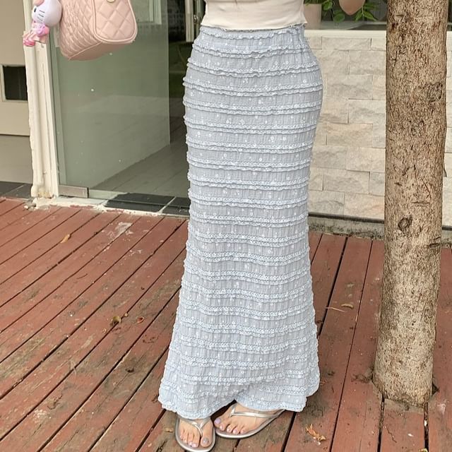 Tiered Rise Maxi High Skirt Pencil Floral