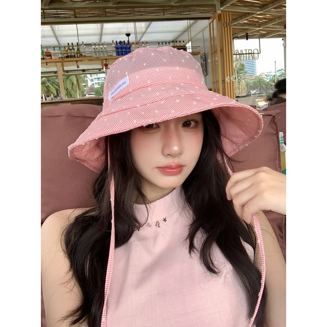 Bucket Hat Lettering Applique Plaid