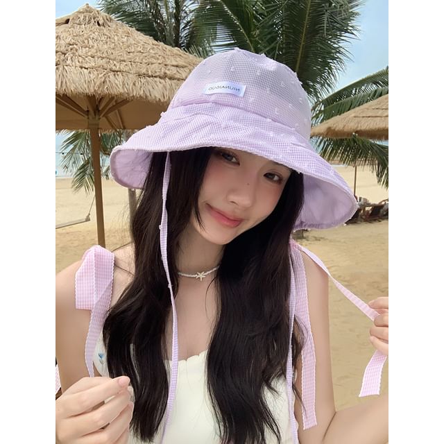 Bucket Hat Lettering Applique Plaid