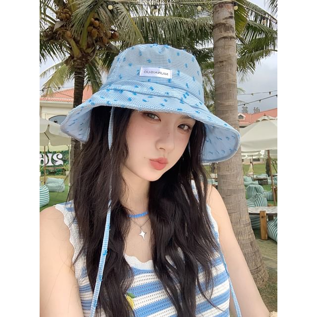 Bucket Hat Lettering Applique Plaid