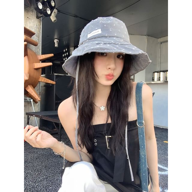 Bucket Hat Lettering Applique Plaid