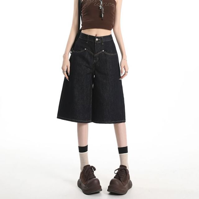 Mid Rise Denim Shorts