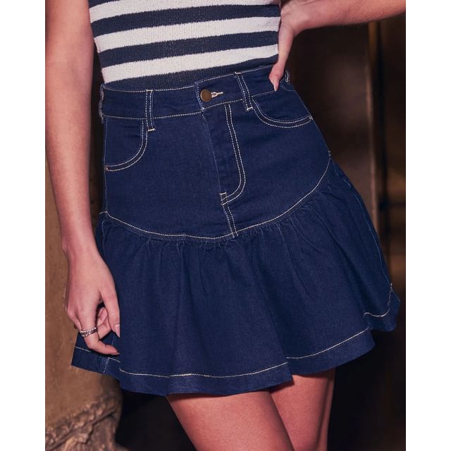 Sleeve Cropped Zip-Up Mini Denim Washed High Jacket Long Waist /