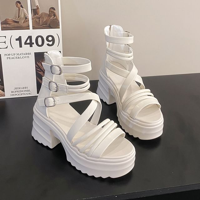 Heel Platform Sandals Strappy Chunky