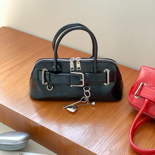 Leather Buckled Bag Faux Shoulder