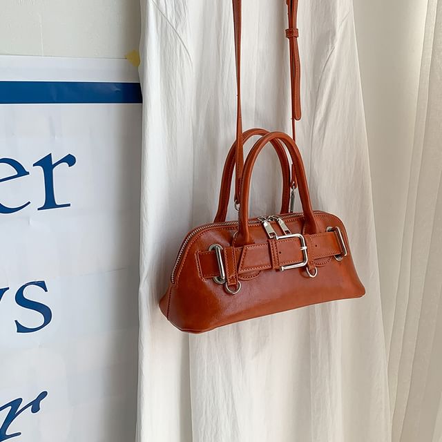 Leather Buckled Bag Faux Shoulder