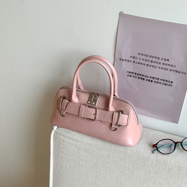 Leather Buckled Bag Faux Shoulder