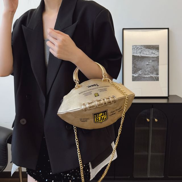 Chain Lettering Bag Rugby Strap Crossbody