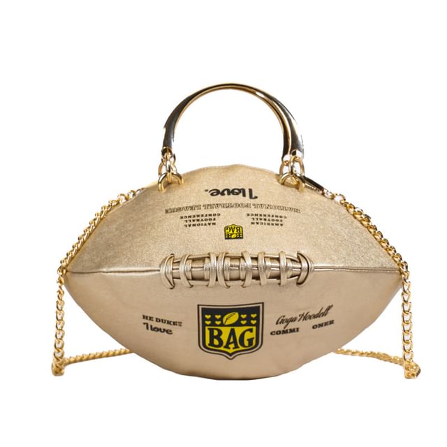 Chain Lettering Bag Rugby Strap Crossbody