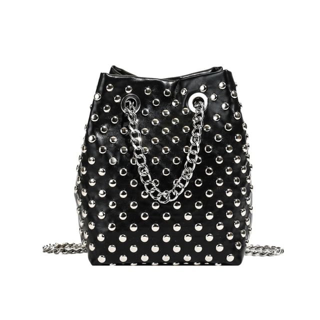 Faux Embroidered / Studded Bag Bucket Leaf Sequin Strap Chain