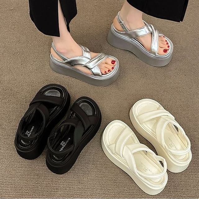 Slingback Platform Plain Sandals