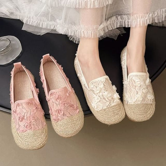 Mesh Floral Slip-Ons Espadrille