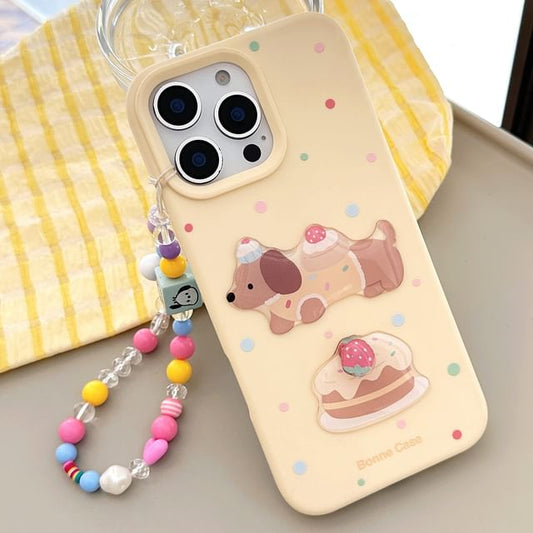 / Case Bead Set Phone Dog Strap Print