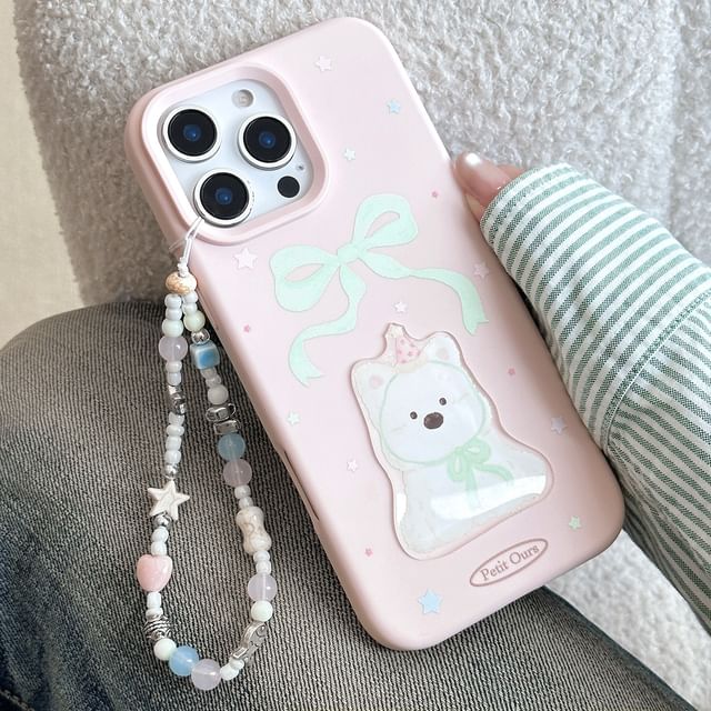 / Print Case Strap Phone Set Dog Bead