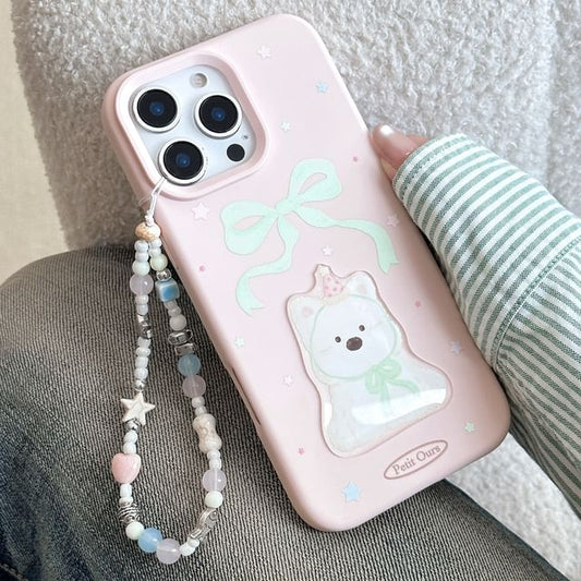 / Print Case Strap Phone Set Dog Bead
