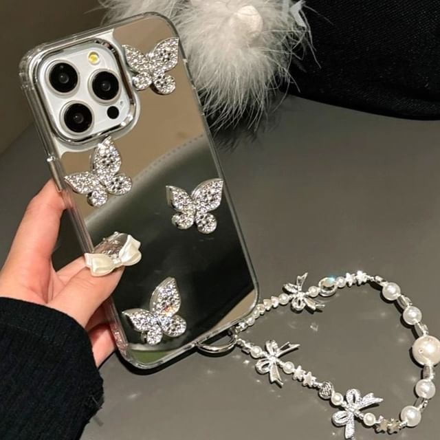 Adhesive Decoration Case Butterfly Strap Phone Set Mirrored with /