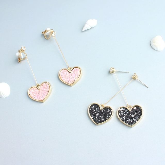Rhinestone Drop Heart Earring